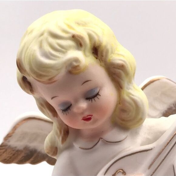 Vintage Porcelain Bisque Angel Night Light Lamp Pink 7 in - Picture 7 of 15